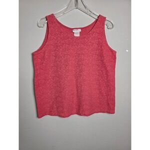 Paris Sport Club Womens Vtg Coral Pink‎ Floral Lace Textured Tank Top Size LG